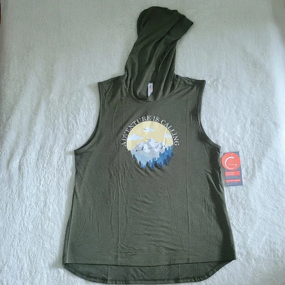 Guru Active🏃‍♀️ "Adventure is Calling"🚵‍♀️ Muscle💪Tee👕 with Hood - NWT - Picture 12 of 14